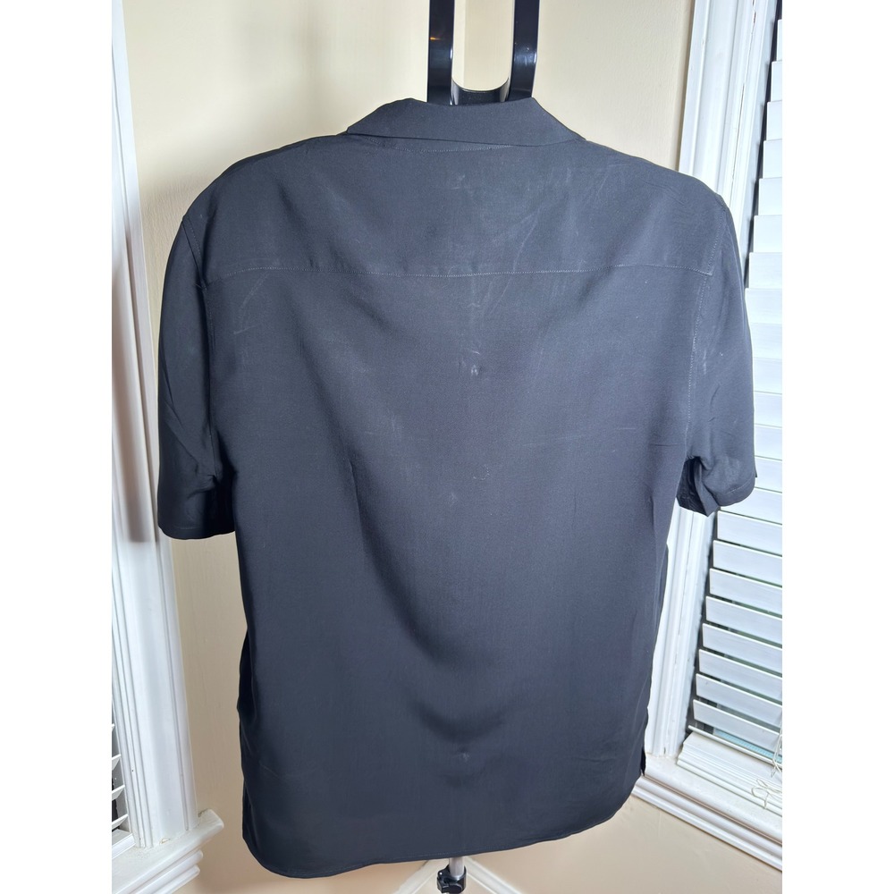 The Kooples Mens Black Viscose Short Sleeve Camp Collar Shirt HCCC26086K Size M - Picture 2 of 4